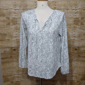 Lucky Boho White & Blue Flower Top